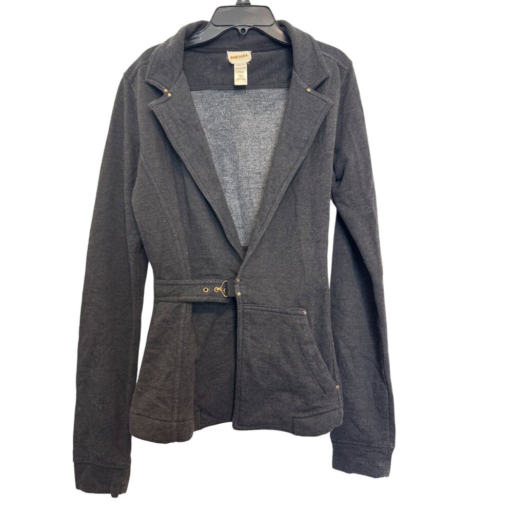 Diesel Womens Medium Charcoal Blazer Jacket With Belt
